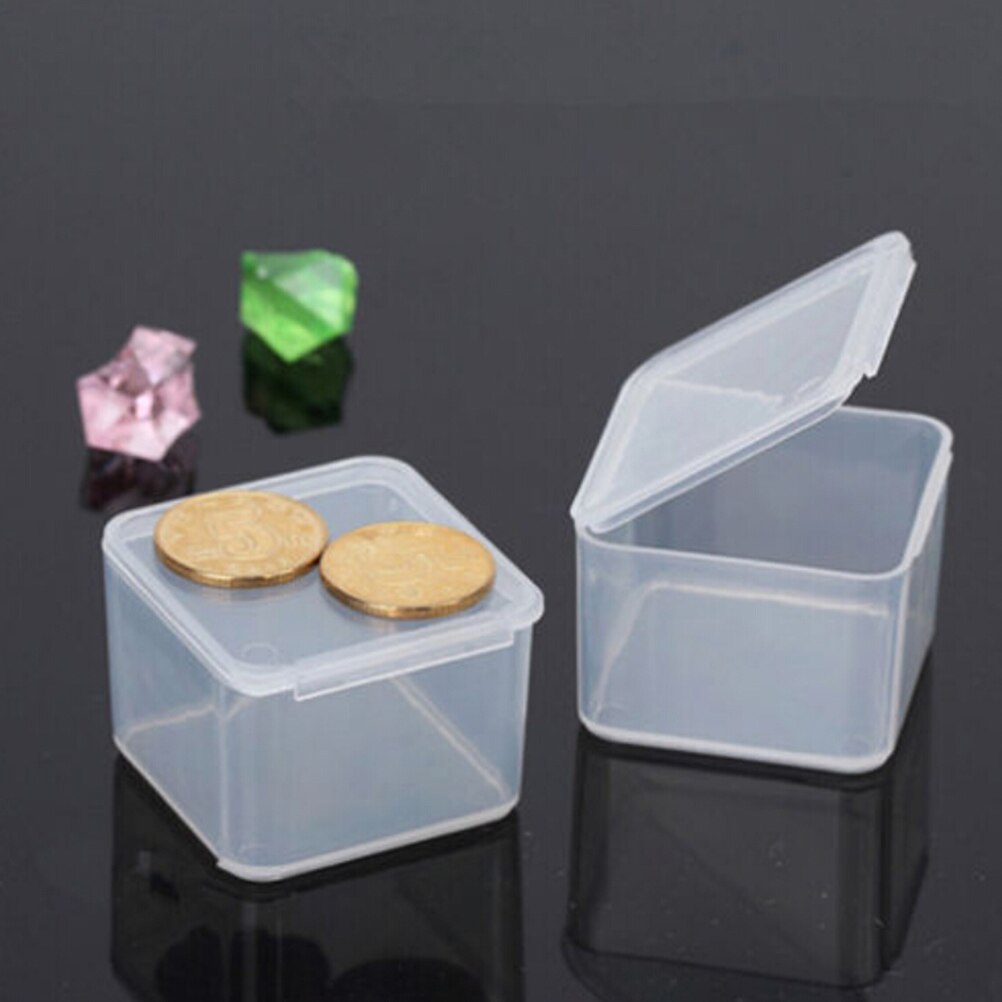 1Pc Kleine Vierkante Doorzichtige Plastic Dozen Afwerking Container Verpakking Opbergdoos 4*4*2.8Cm