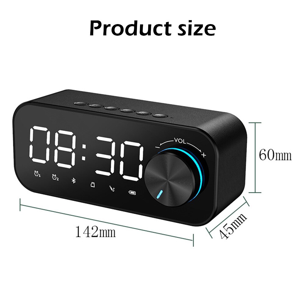 Alarm Clock Bluetooth Speaker LED Digital Display Alarm Clock Radio LED Wireless TF Card Subwoofer Music Player Table Clock