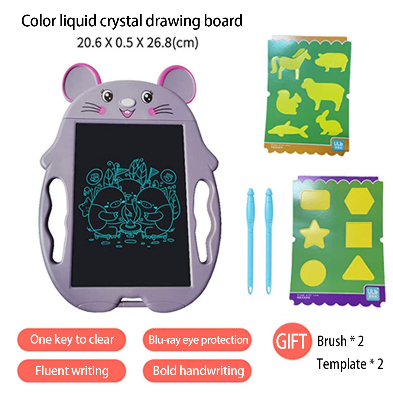 LCD Writing Tablet - 8-inch Screen - Reusable Doodle Drawing Pad for Kids - Educational Toy: Dark Gray