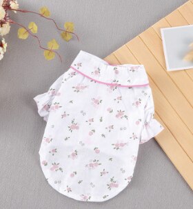 Pyjama pour animaux de compagnie en coton d'été pour petits chiens chats renard ours imprimé chien combinaison chiot chat vêtements Yorkshire vêtements manteaux: green / S