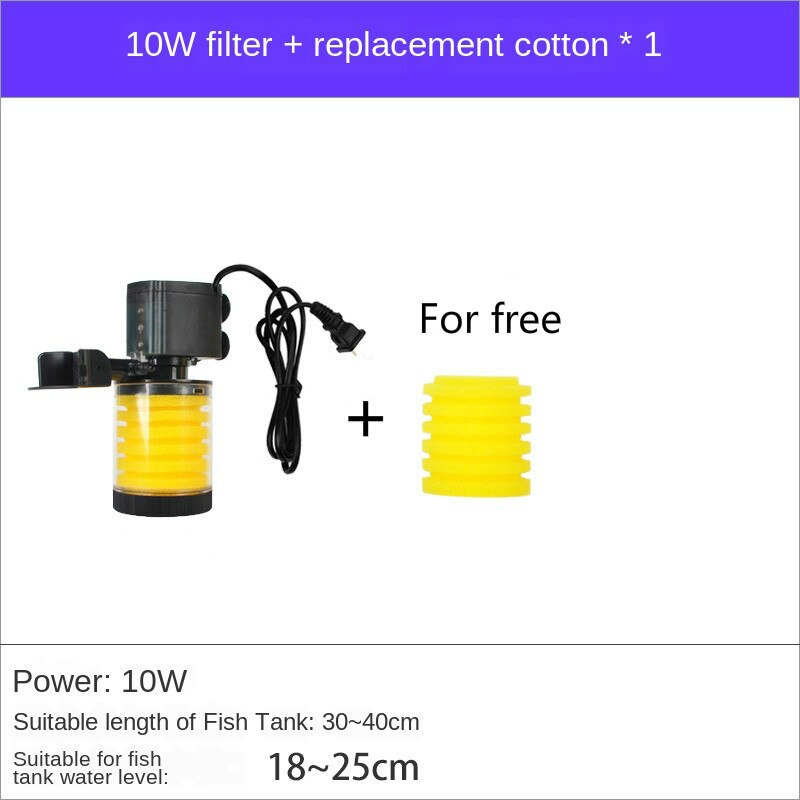 3 in1 en akvarie akvarium filterpump intern filter svampar multifunktion dränkbar pump inbyggd renare syresatt: 10w 1 filtersvampar