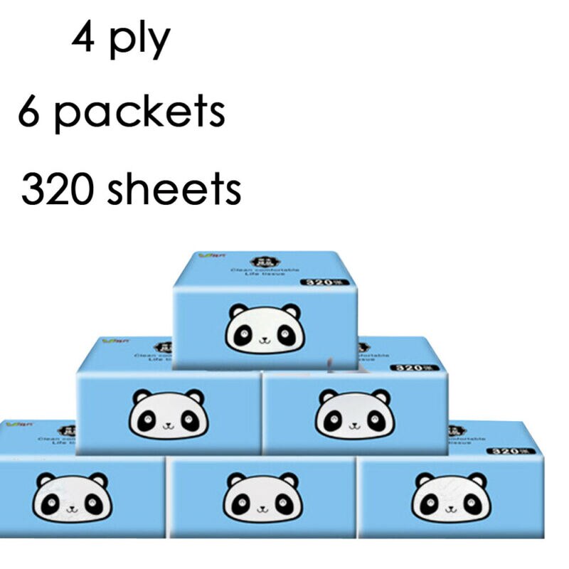 Mouchoirs en papier à dessin 4 couches | Lot de 6 320 feuilles de mouchoirs en papier, Ultra doux, usage domestique hôtel, serviettes de toilette amovibles, papier naturel brut