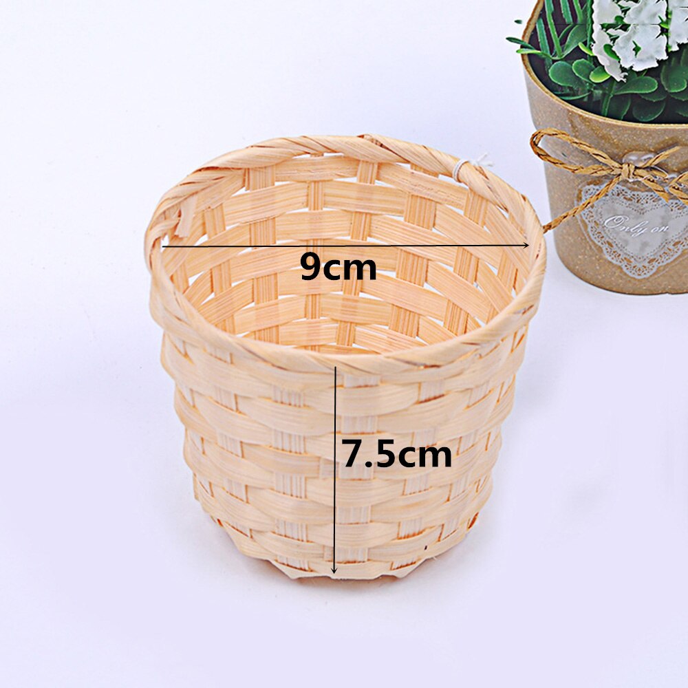 Cute Mini Plastic Weaving Storage Basket Vegetable Fruit Rattan Cosmetics Tea Picnic Basket Toy Dirty Clothes Organizer Handle: Light Grey