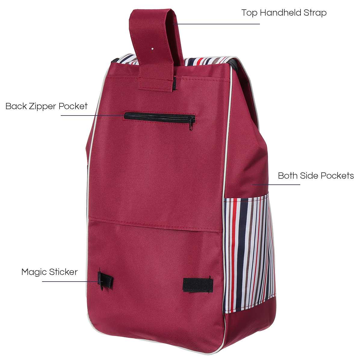 Foldable Shopping Trolley Bag Tote Cart Carts Trolley Bag Basket Luggage Rain Proof Thickened Canvas NO cluding Cart