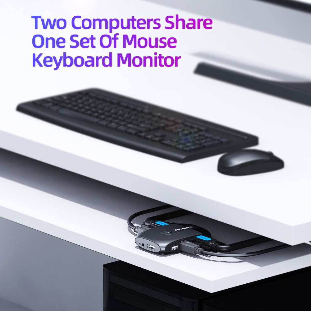 Unnlink 2X1 Dvi Kvm Switch Box Selector Dvi Schakelaar 2 In 1 Out Sharing Usb 2.0 Monitor Muis Keyboard Voor 2 Computer Laptops Stuks