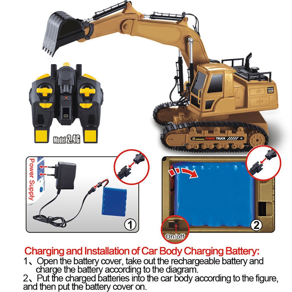 Full-Featured Rc Graafmachine 2.4G Rc 1:18 Techniek Voertuig 8ch Elektrische Bouw Crawler Tractor Kinderen Speelgoed Трактор