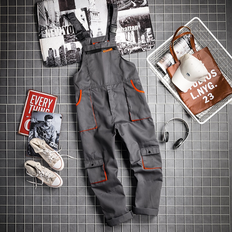 Korean Straight Supender One Piece Mens Overcalls Harajuka Loose Plus Size S-4XL Casual Full Length Pants Streetwear