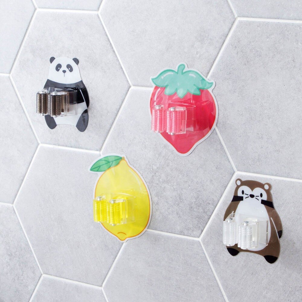 Wall Mounted Mop Holder Broom Gripper Umbrella Hanger Hook Brush Holder Rack Shelf Bathroom Organizer Rack: Random Color