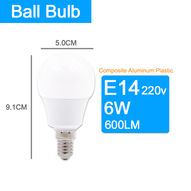 Led bulb E14 Aluminum 3W 6W 9W 12W Led Lamp AC 220V LED Candle Bulb Cool Warm White Lampada Bombillas Lumiere Lampara led light: LED Bulb E14 6W / Warm White