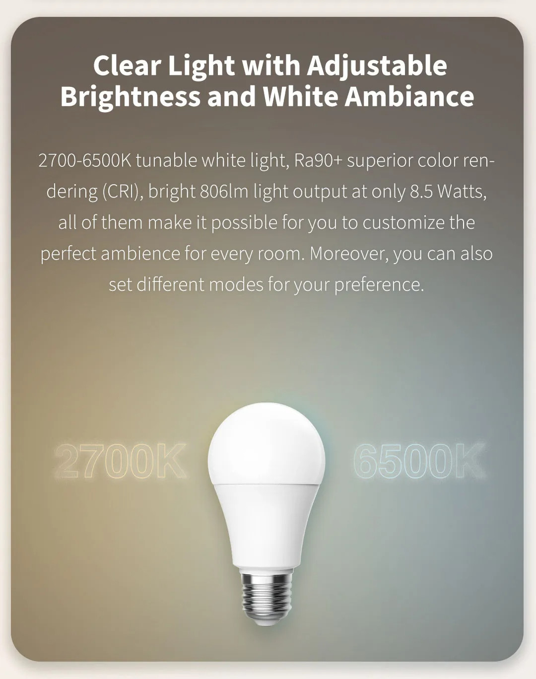 Nueva bombilla LED inteligente Aqara T1 Zigbee 3,0 E27 2700K-6500K 220-240V bombilla remota inteligente para Xiaomi Mi homeKit hogar inteligente