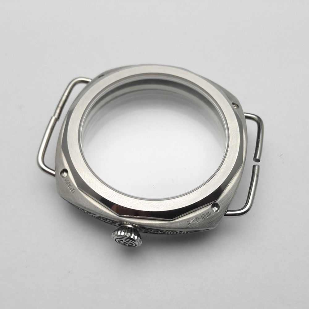 47Mm 316L Rvs Gesneden Hand-Kronkelende Gepolijst Horloge Case Voor Seagull ST36 Eta 6497/ 6498 Horloge beweging Reparatie Onderdelen