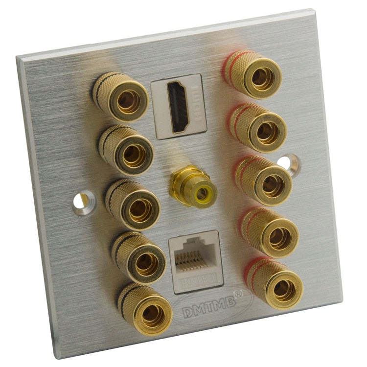 Aluminum 5.1 with HDMI and RJ45 speaker banana sound box wall plate