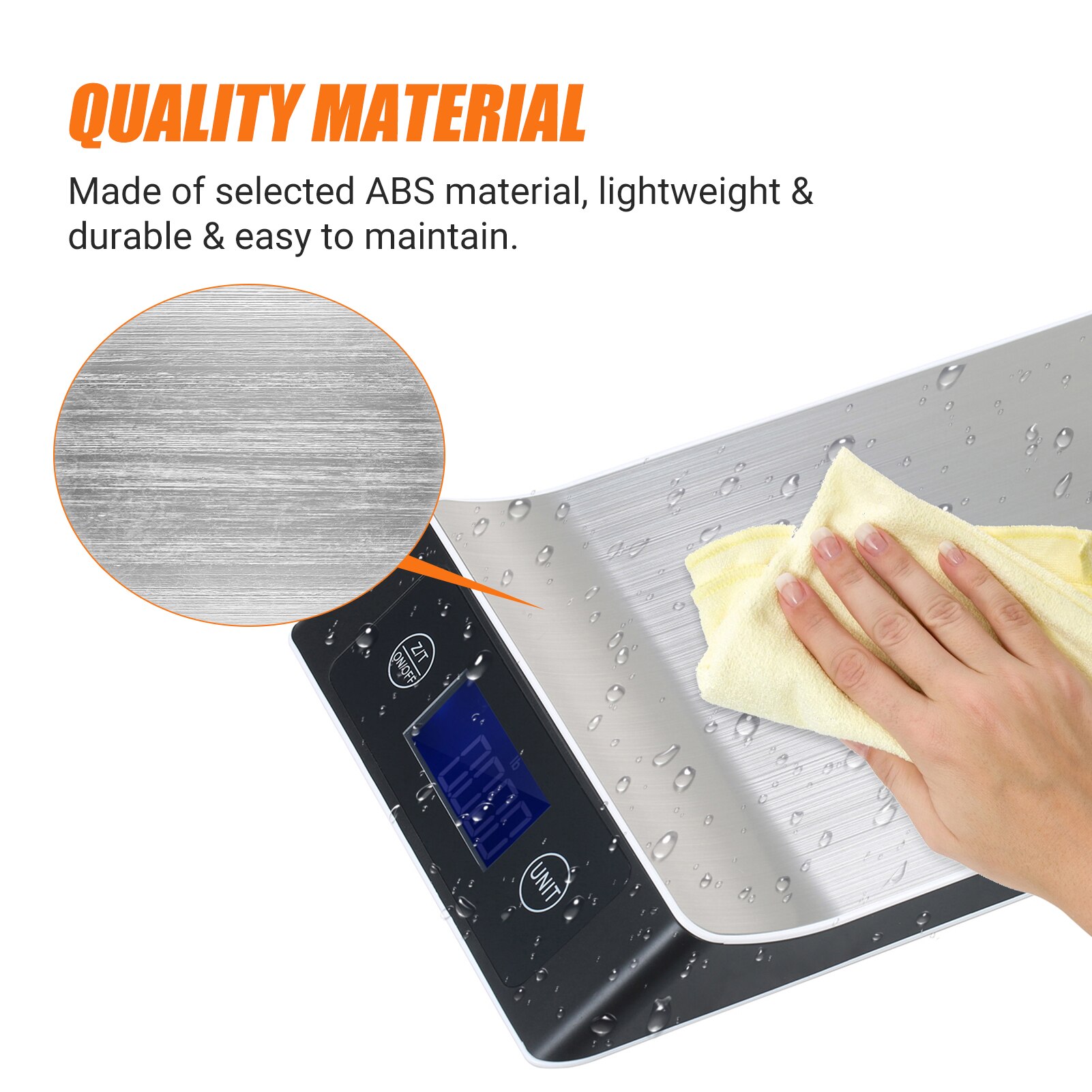 Electronic Scale High Precision Digital Scale with Waterproof Surface 5kg/1g LCD Display with Backlight Portable Kitchen Scale