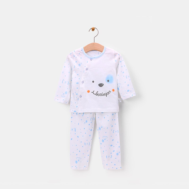 Baby Zomer Pyjama Puur Katoen Dunne Lange Mouwen Off-Set Pak Jongens En Meisjes Puur Katoen Twee-stuk Baby Home Service