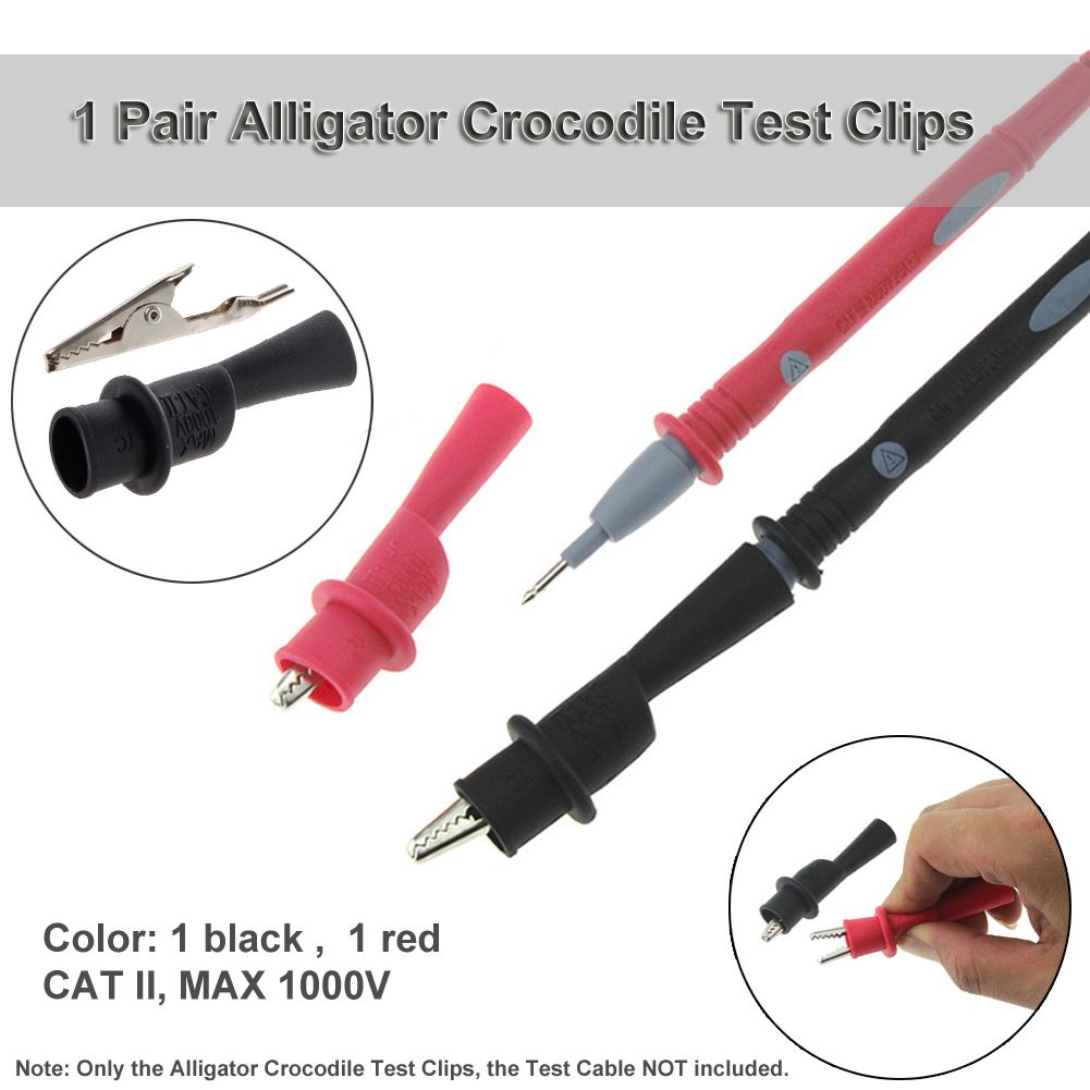1 Paar Alligator Krokodil Test Clips Klemmen Voor Multimeter Tester Meter Probe Geïsoleerde Crocodile Test Clip Connector