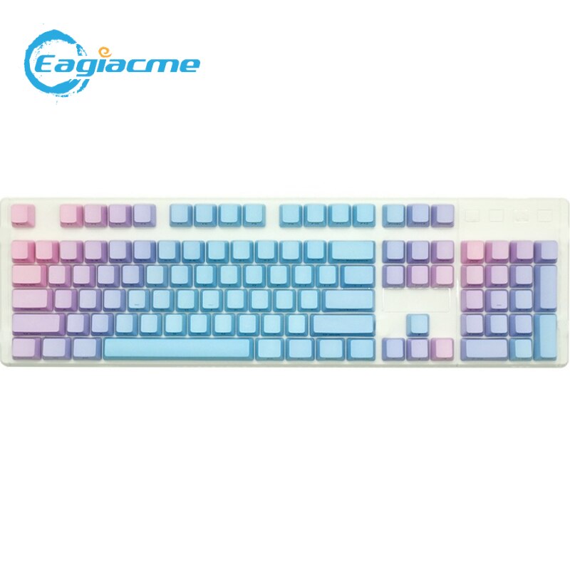 Eagiacme-teclas de teñido PBT Dip para teclado mecánico MX Switch, para juegos, OEM, Color degradado de altura, 104 Uds.: D blue Side engraved