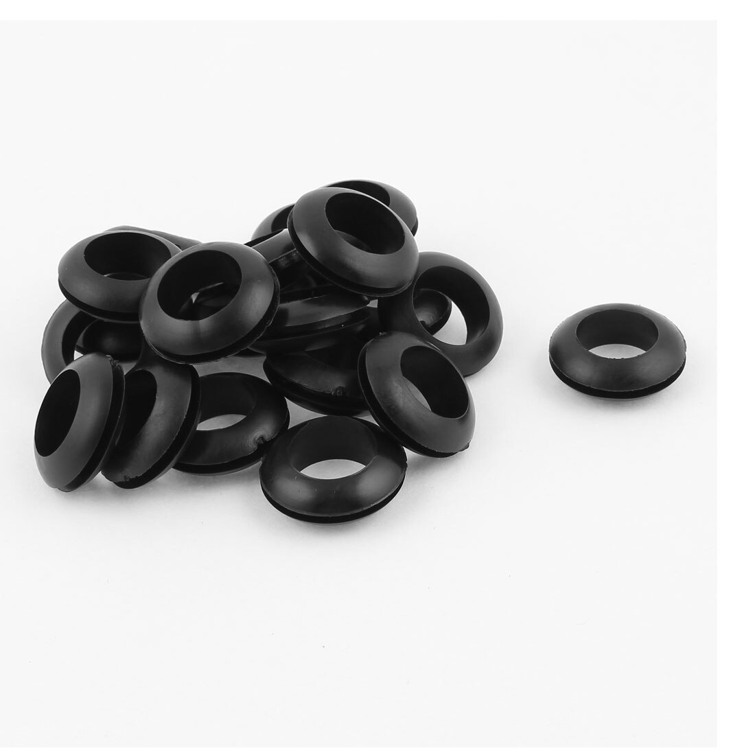 DMiotech 20 Pcs Black Rubber 16Mm Open Hole Ring Dual Side Cable Wiring Grommet