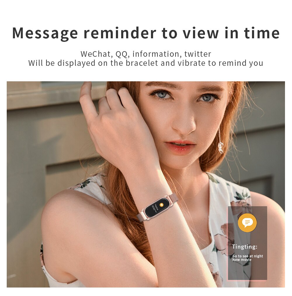 Bysl YD8 Smart Polsband Temperatuur Vrouwen Smart Armband Fitness Tracker Voor Android Ios Lange Standbysmart Horloge