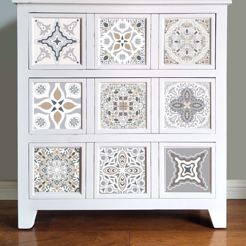 20 stk retro marokkanske fliser pvc fliser klistremerker grå farge vegg kunst dekal lim vanntett kjøkken backsplash bad