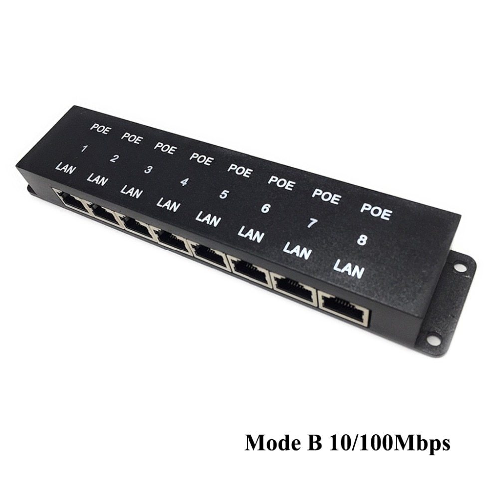 POE-8-24V120W Power over ethernet injector 8 port PoE connector Passive POE injector included 24V120W power adapter