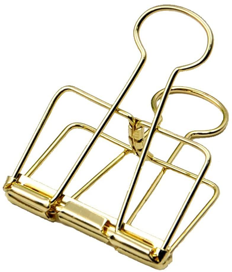 Clip de Metal Retro ahuecado para Carpeta, Clip para facturas, Clips de papel decorativos para oficina, hogar, escuela, uso (dorado, grande), 10 Uds.