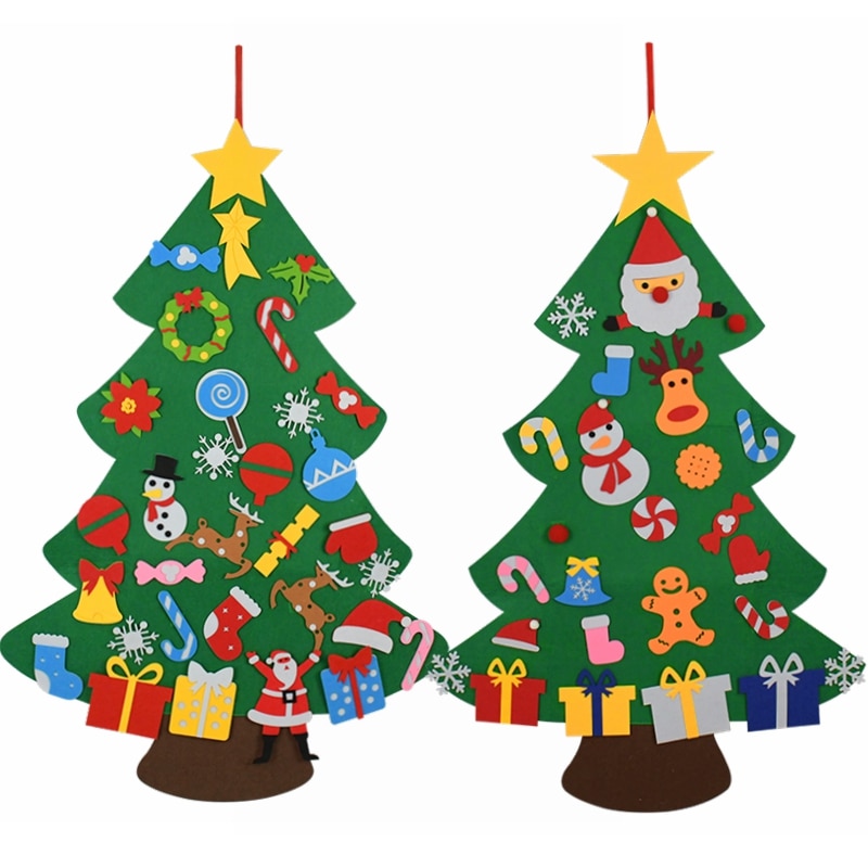 Diy Vilt Kerstboomversiering Kids Xmas Tree Deur Muur Opknoping Ornament Kunstmatige Boom Thuis Bruiloft Gunsten