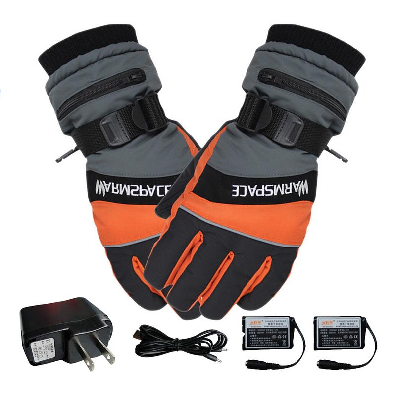 Vinter usb håndvarmer elektriske termiske handsker vandtætte opvarmede handsker genopladeligt batteridrevet til motorcykel skihandsker: Us plug msize orange