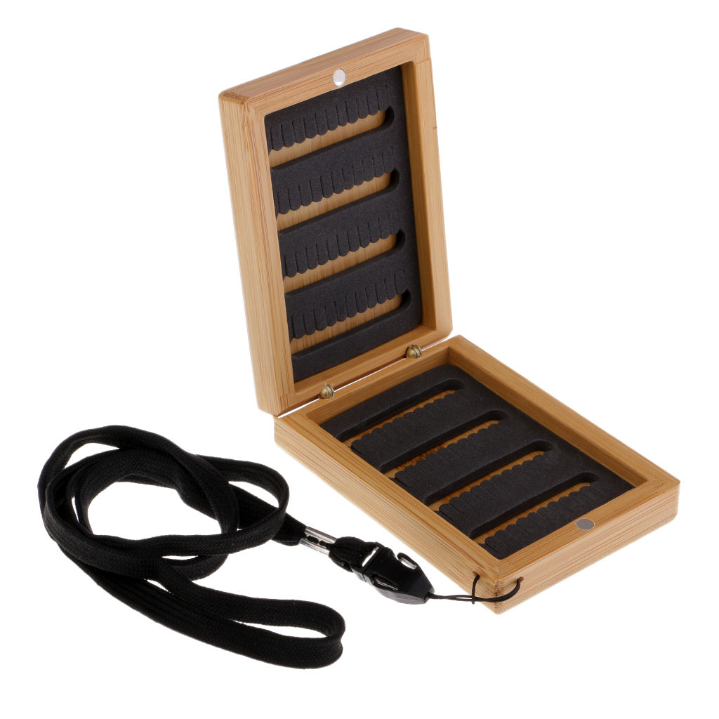 Wooden Bamboo Fly Fishing Box Slit Foam Insert Packet Flies Box --- Fly Fishing Tackle Box