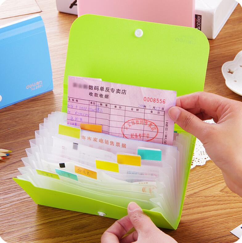 Plastic A6 Multi-layered Bill Folder Accordion File Organizer Expanding Paper Test Document Holder Bag