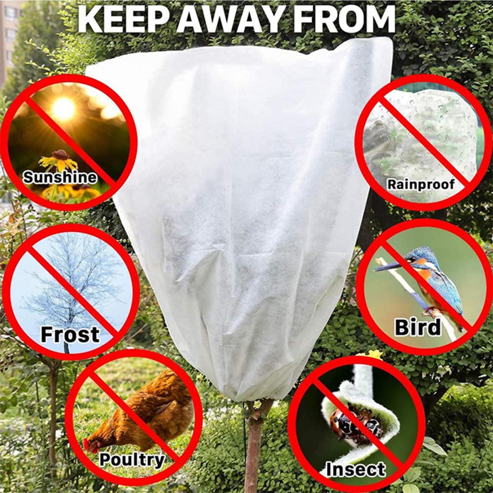 50 Drawstring Winter Frost Cover Wide Application Non Woven Fabric Warm Plant Protection Cover Bag for Home