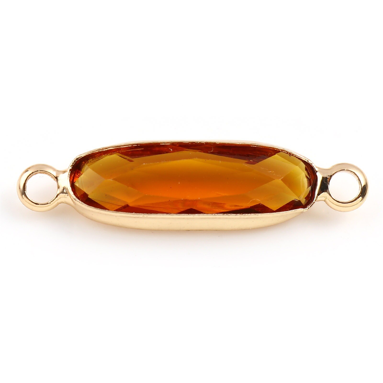 Szkło wielokolorowe złącza owalne złoty kolor miedzi Charms DIY dokonywanie naszyjnik bransoletki kobiety ocena biżuteria, 22mm x 6mm,5 sztuk: Amber