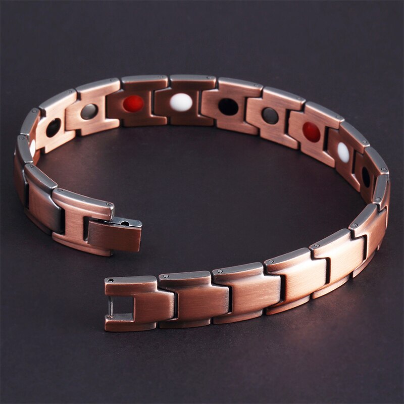 12MM verrotten Kupfer Gesunde magnetisch Männer Armbinde Männlichen 4 in 1 Energie Magneten Germanium Pflege Herren Armbänder Hand Kette retro Schmuck