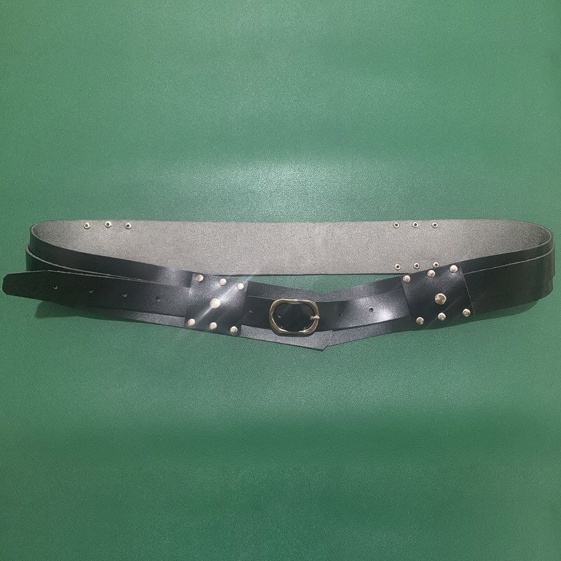 Medieval Renaissance Double Layered Warrior Hero Belt For Dagorhir Battle Games Larp Viking Costume Cosplay Accessory Men Women: Black