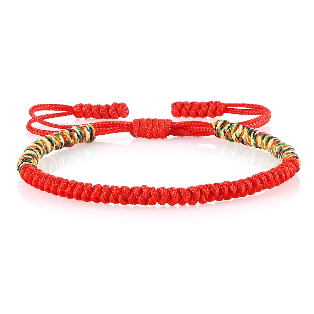 Gevlochten Touw Armband Handgemaakte Tibetaanse Boeddhistische Multicolor Knopen Armbanden Vrouwen Mannen Beste Vriend Mode-sieraden: red