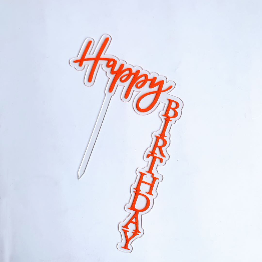 1pcs Happy Birthday Cake Topper Rose Gold Acrylic Vertical Gold Cake Topper For Birthday Party Cake Decorations: I