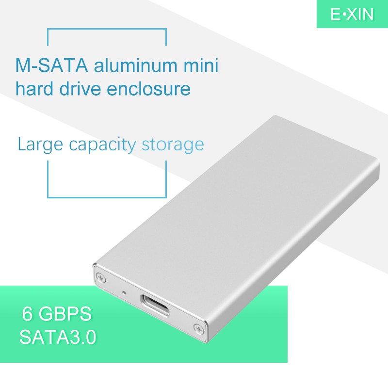 ZUCZUG Alluminio USB3.1 Tipo-C mSATA SSD Enclosure USB3.0 mSATA SSD Caso di Fissaggio A Vite Con Cavo Dati Per Finestre /Linux/Mac