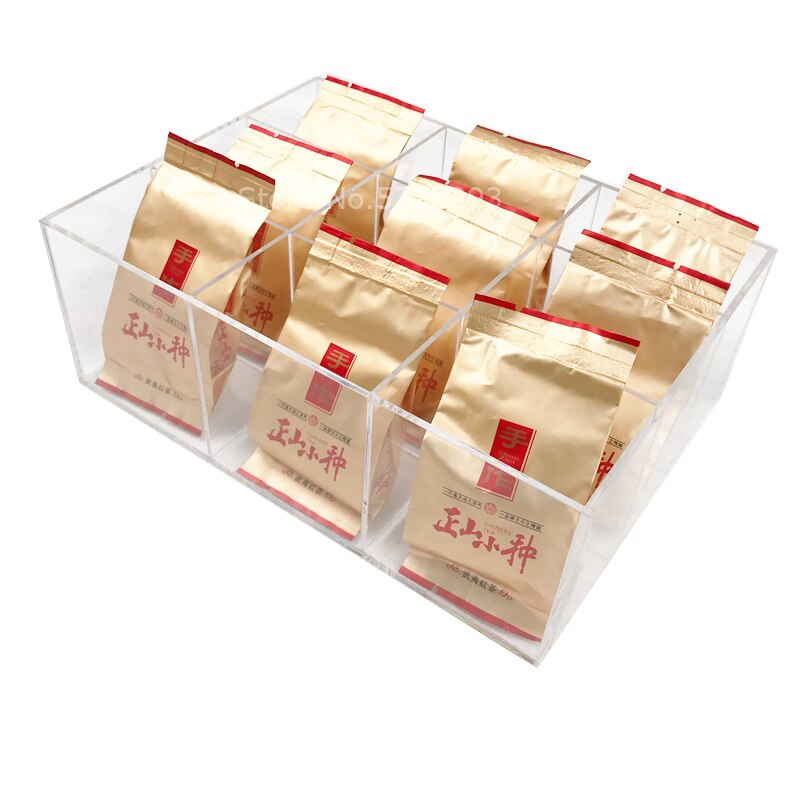 Clear Acrylic 9 Section Tea Bag Box No lid