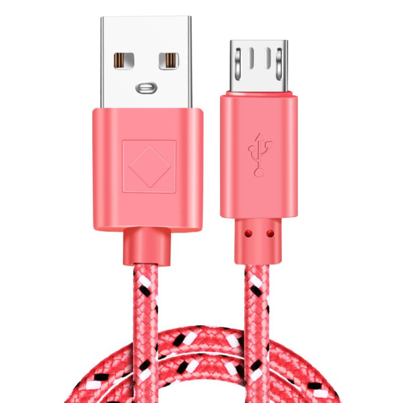 1m 2m USB pleciony kabel nylonowy Micro USB szybkie ładowanie telefon komórkowy ładowarka Sync przewód danych dla Huawei Xiaomi Redmi Android kabel: pink / 1 m