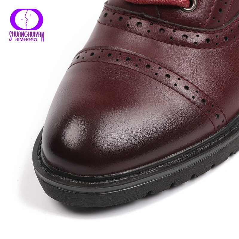 AIMEIGAO Printemps été femmes Chaussures Oxford Collège Style À Lacets À Talons Bureau Dames Chaussures En Plein Air Décontracté Chaussures De Sport Légères