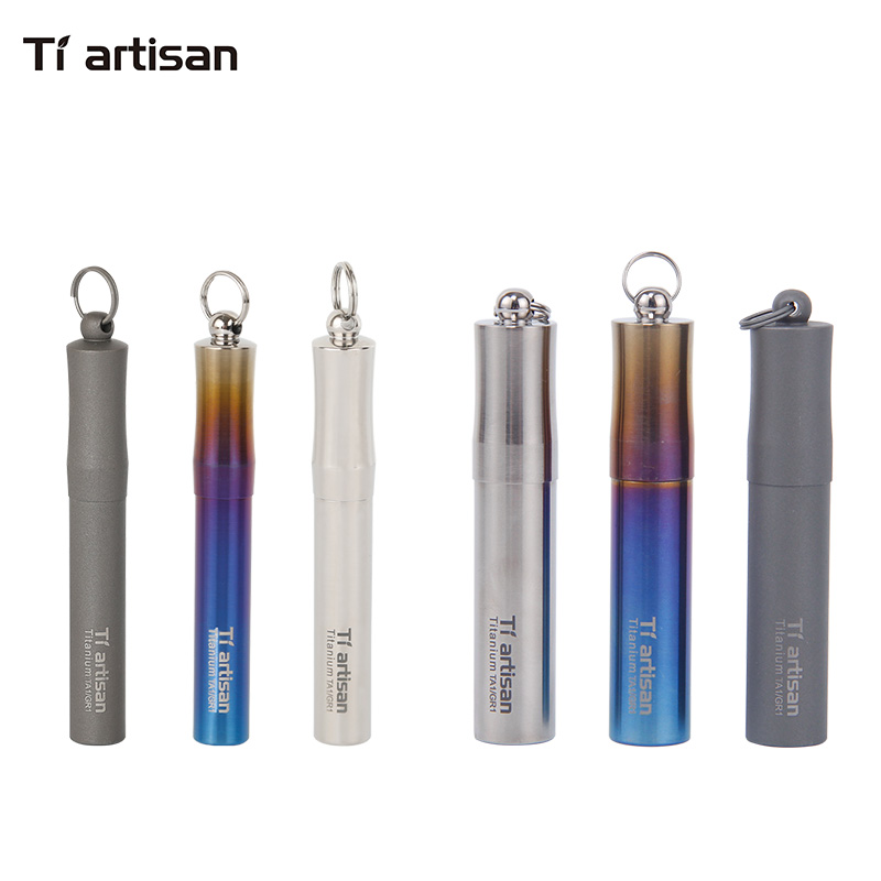Tiartisan Pocket Toothpick Holder with Keychain Eco-Friendly Ultralight Portable Keychain Titanium Toothpick Box Pill Case
