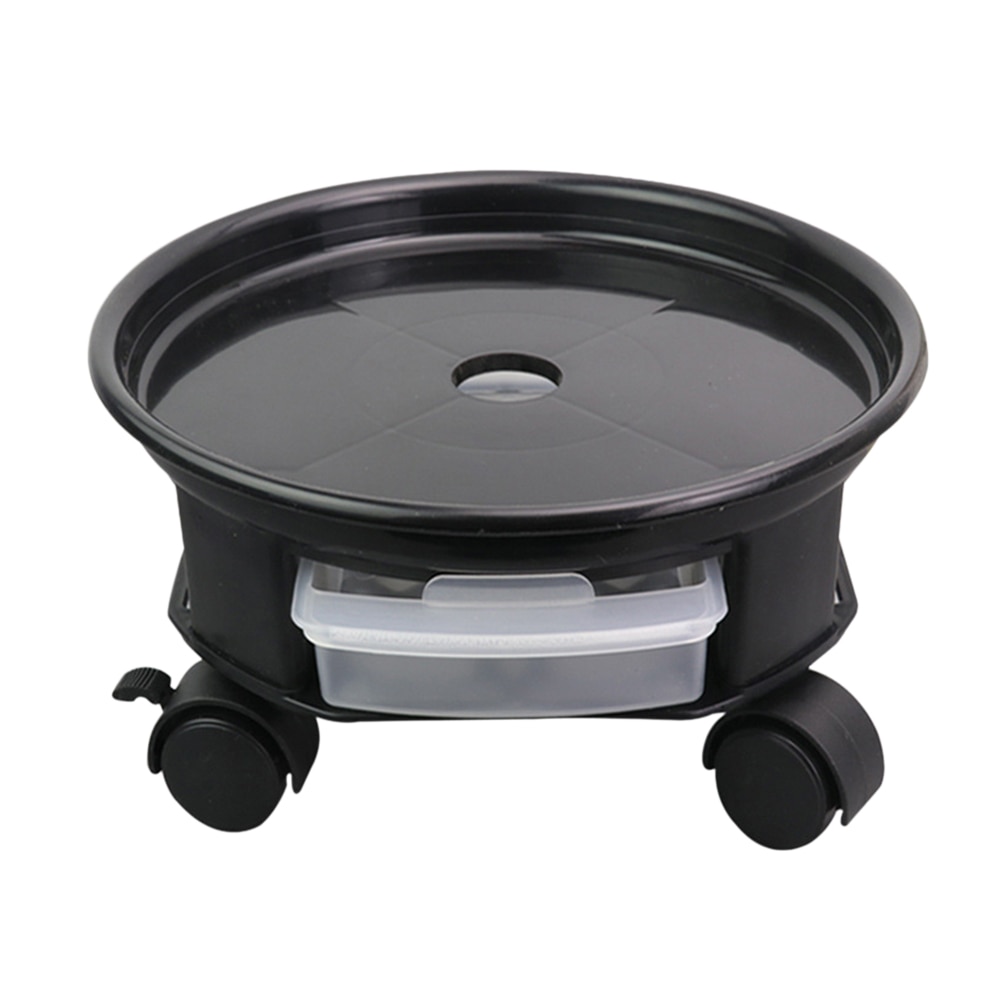 38cm Round Flower Pot Trays Removable Universal Bottom Wheel Foundation Plant Flower Pot Base with Storage Drawer