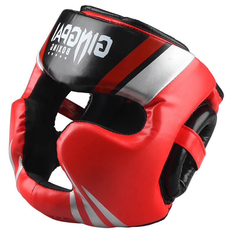 Boxing MMA safety Helmet head gear protectors adult Child training headgear Muay thai kickboxing Full-covered Helmets: dy  red / L