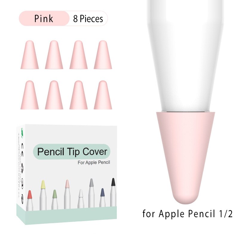 8 Uds. De funda protectora para lápiz Apple 1 2st Pen Point Stylus, carcasa protectora de silicona para lápiz Apple 1 2: Pink