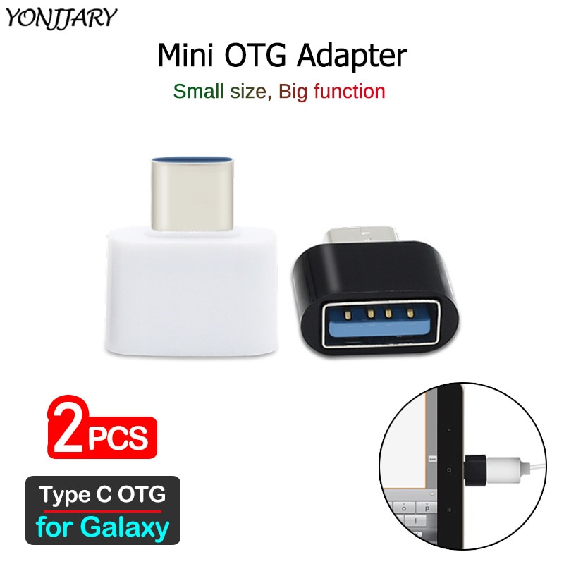 2Pcs USB-C Otg Adapter Voor Samsung Galaxy M11 M21 M31 M30 M40 M30S A5 A7 A8 A9 s10 Note 10 Lite Type C Otg Connector