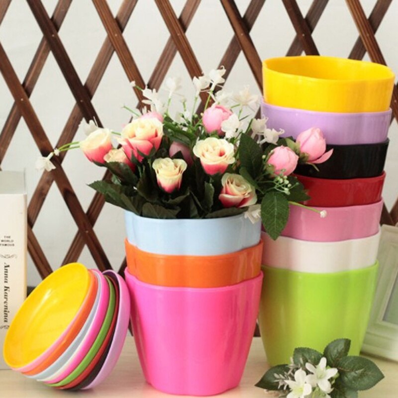 Imitation Ceramic Plastic Flower Plants Pots Thicken Succulents Nursery Garden Planter Home Office Decorative Crafts