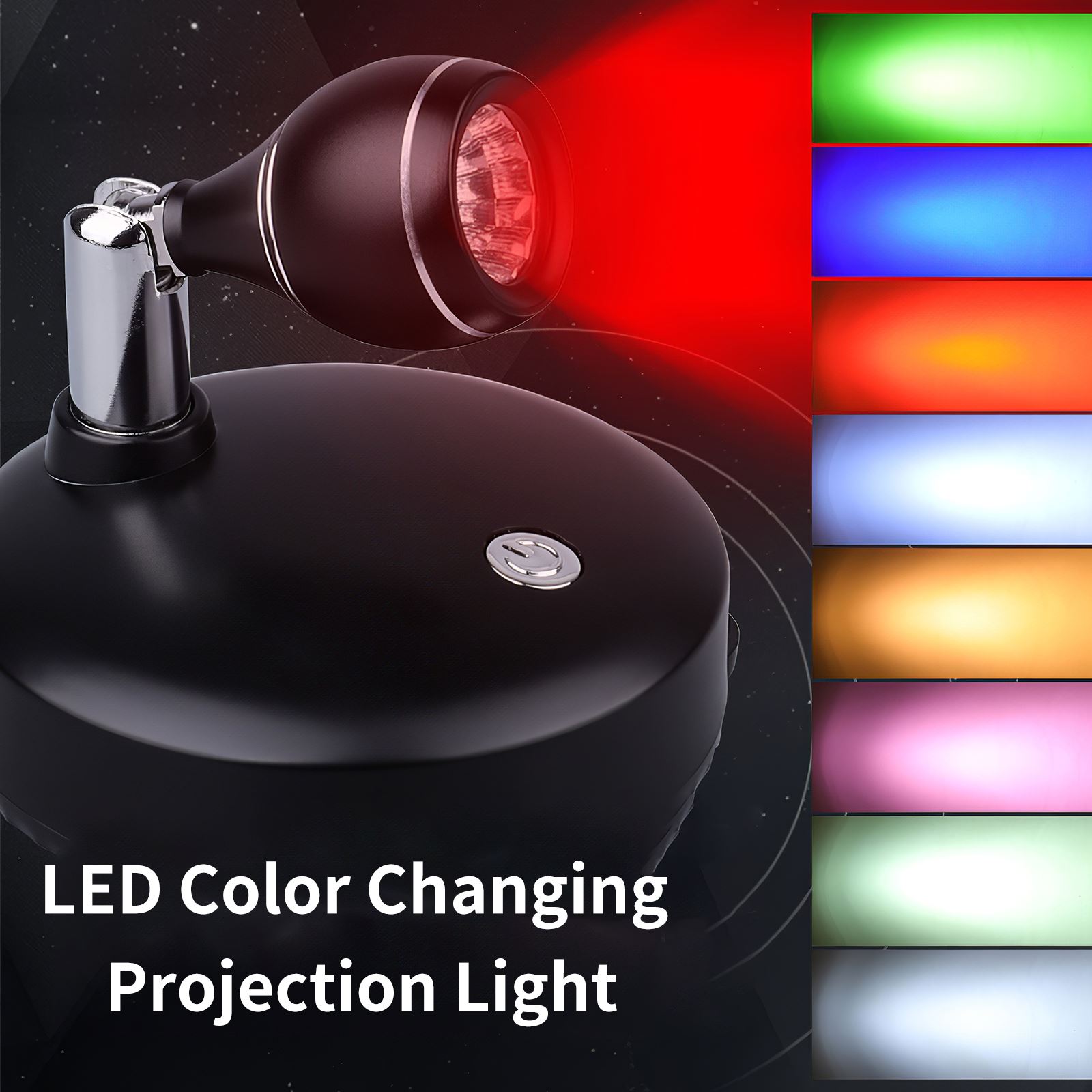 2 stück LED-projektionslicht-nachtlampe für freundlicher, LED-scheinwerfer, rgb-mehrfarbenlicht, ambientelampe, batteriebetriebene wandlampe mit rotationsfunktion
