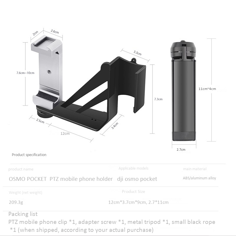 Tripé dobrável para câmera dji osmo, suporte portátil para montagem de sapato, para celular