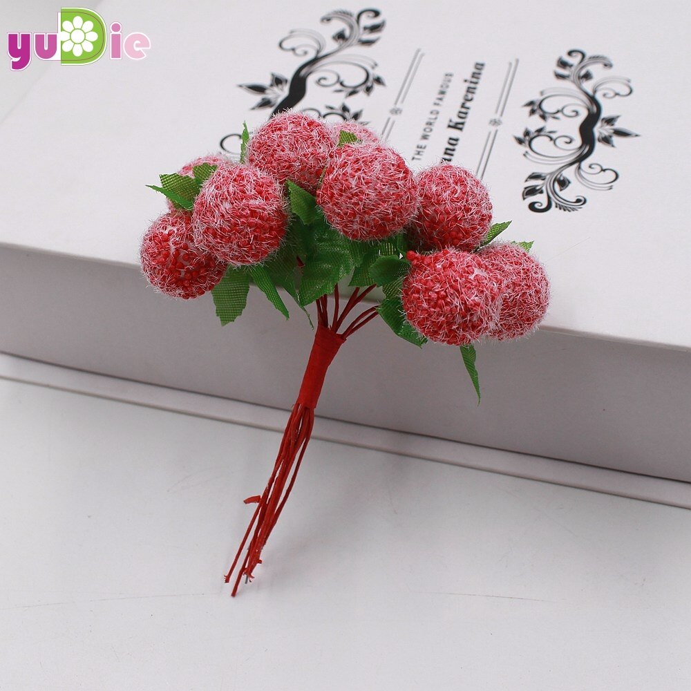 10 Stks/partij Kleine Boeket Kunstbloemen Meeldraden Cherry Berry Kerst Festival Party Decor: Rood