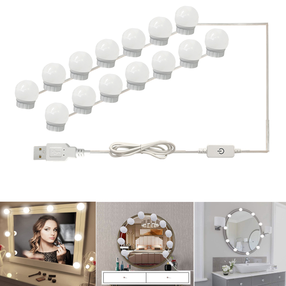 Hollywood Make-Up Tafel Spiegel Licht Adapter Hollywood Vanity Lamp Led Kaptafel 14 Bollen Kit USB 5V Dimbare Maken up Bulb