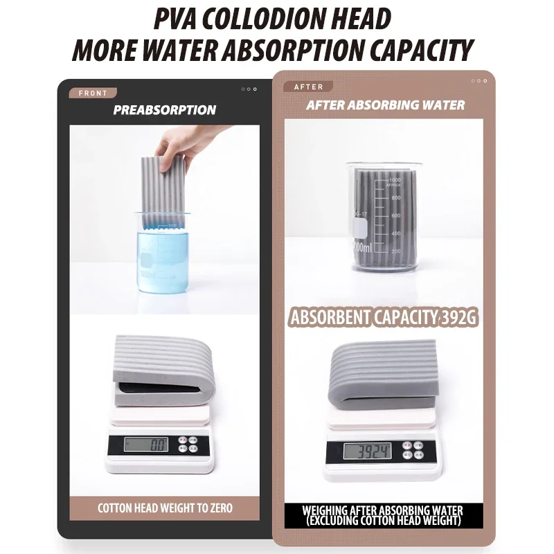 Handsfree Spons Mop voor Knijpen Water Huishoudelijke Mop Schoon Water Absorberende Mop Keuken Badkamer Schoonmaken Vloer Veegmachine